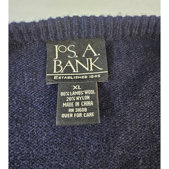 Jos A Bank XL lambswool wool blend argyle knit mens sweater warm winter blue ^ - Picture 3 of 6